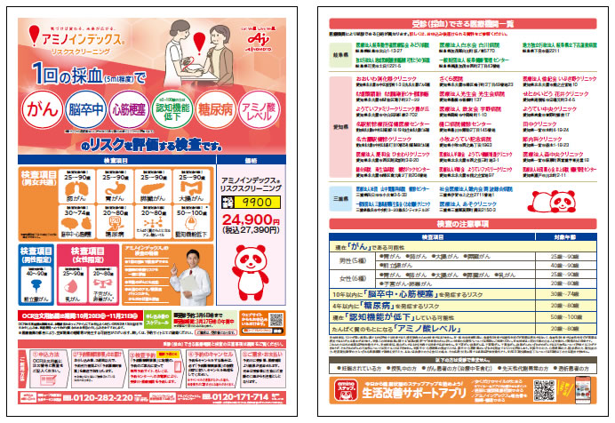 アミノインデックスのチラシ