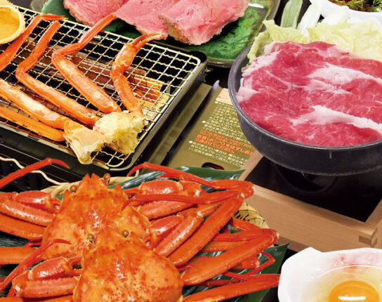 紅ズワイガニ2杯分のお好みカニざんまい＆国産牛すき焼きランチ