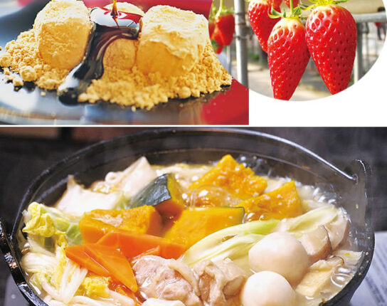 信玄餅詰め放題＆3種のいちご狩り食べ放題＆山梨名物ほうとう鍋
